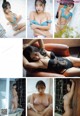 A collage of photos of a woman in lingerie.