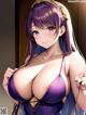 Anime girl in a purple bikini posing for the camera.